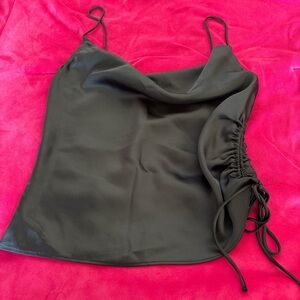 Fashion Nova Black Ruched Tie Front Camisole